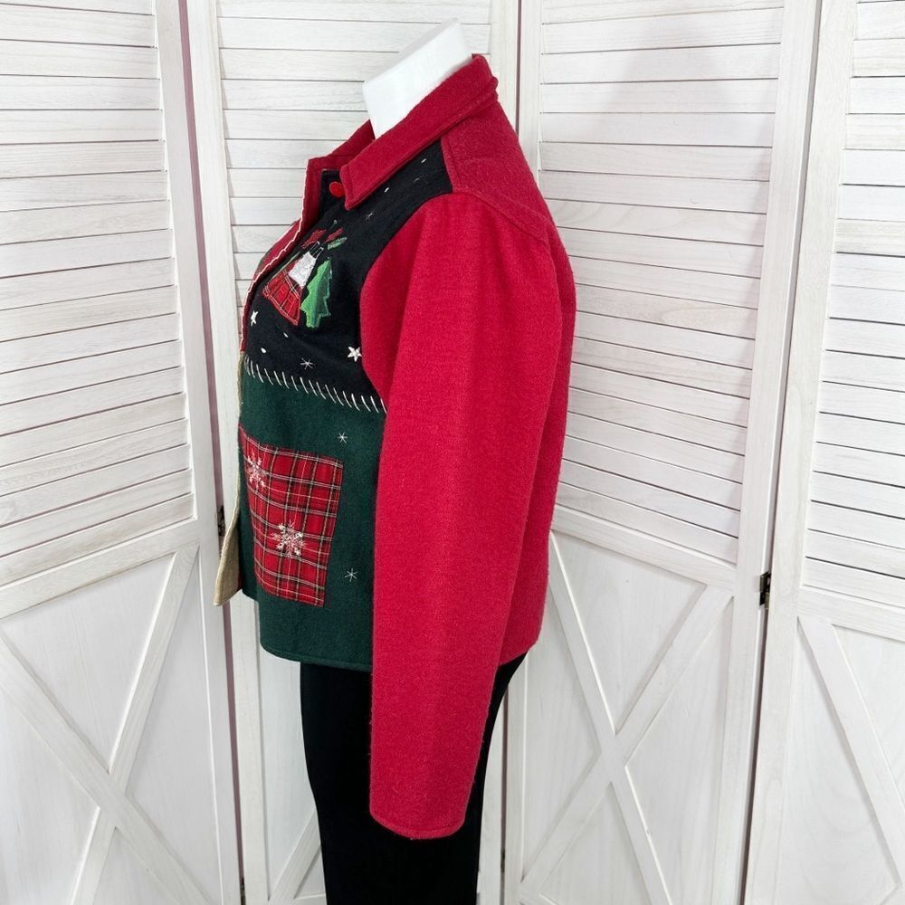 Take Two Vtg Wool Felt Patchwork Winter Christmas… - image 2